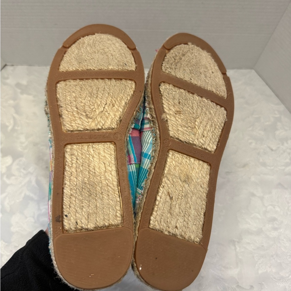 Talbots 8.5M Izzy Knot Detail Espadrilles Patchwork Comfort Chic Flats Preppy - Picture 8 of 12